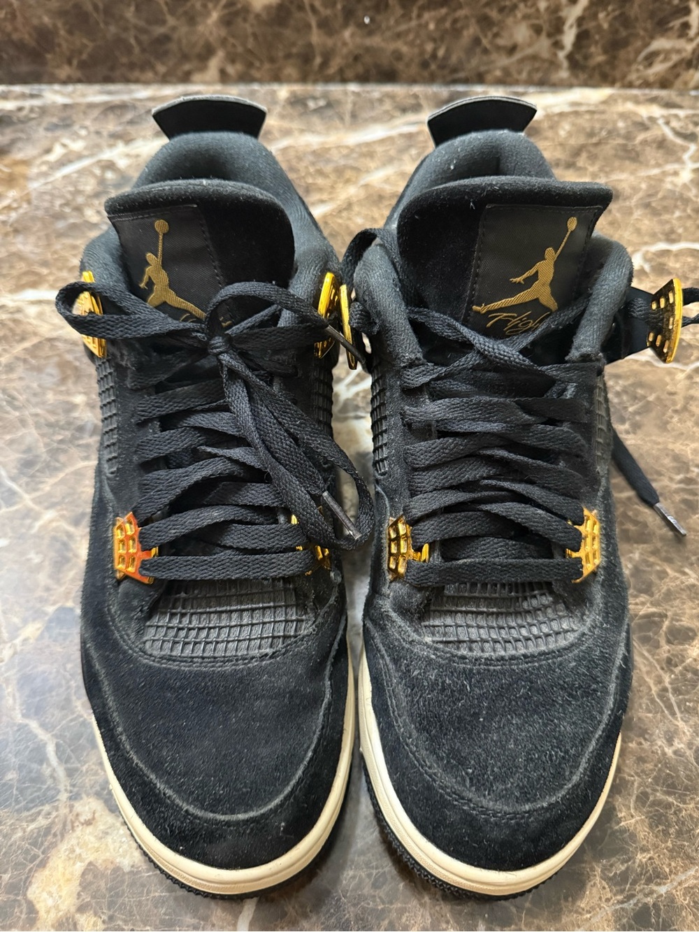 Jordan Men’s Black and Gold Suede Sneakers - Picture 2 of 10